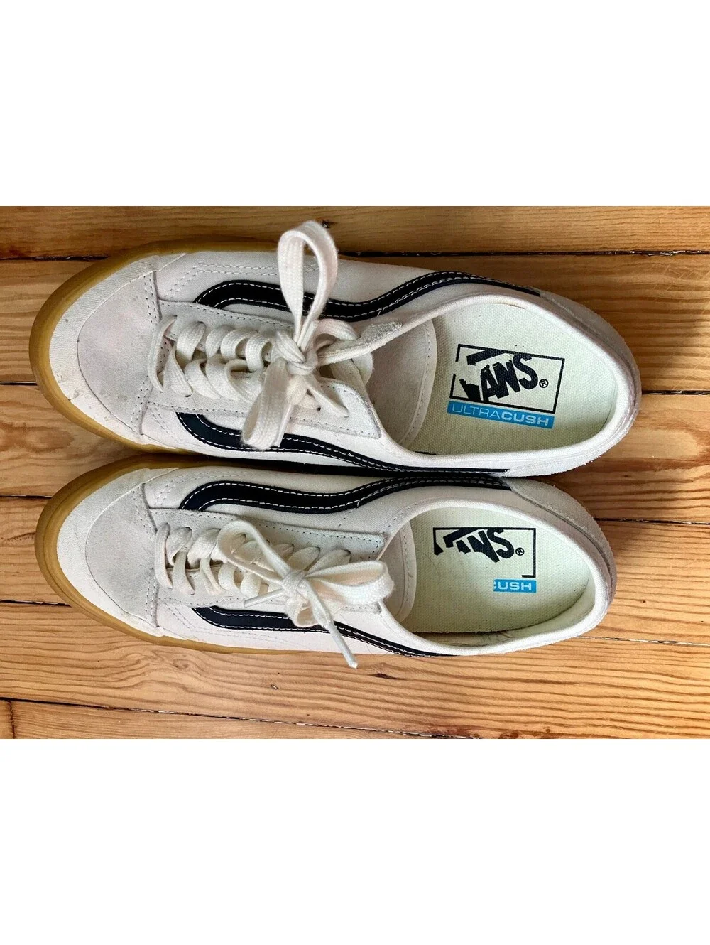 Vans Style 36 Cream Gum Sole Sidestripe Suede Skate Sneakers Womens 10